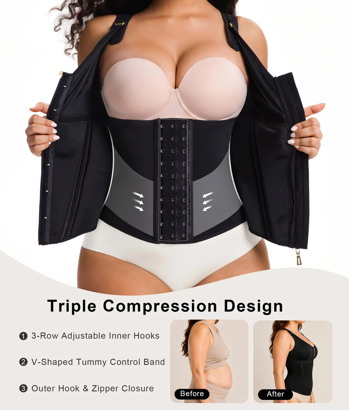 SHAPEDY V-Shape 13-Bone Waist Trainer Top
