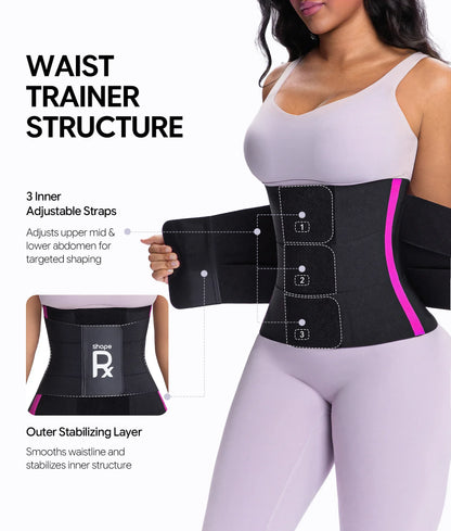 SHAPEDY 3-Strap Targeted Waist Trainer Belt - Adjustable Tummy Control