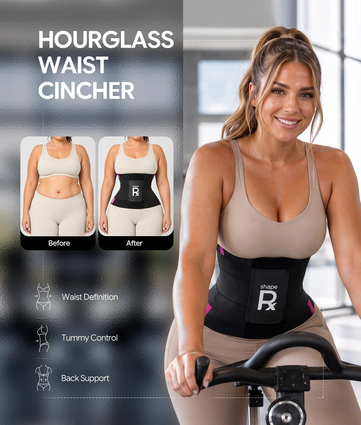 SHAPEDY 3-Strap Targeted Waist Trainer Belt - Adjustable Tummy Control