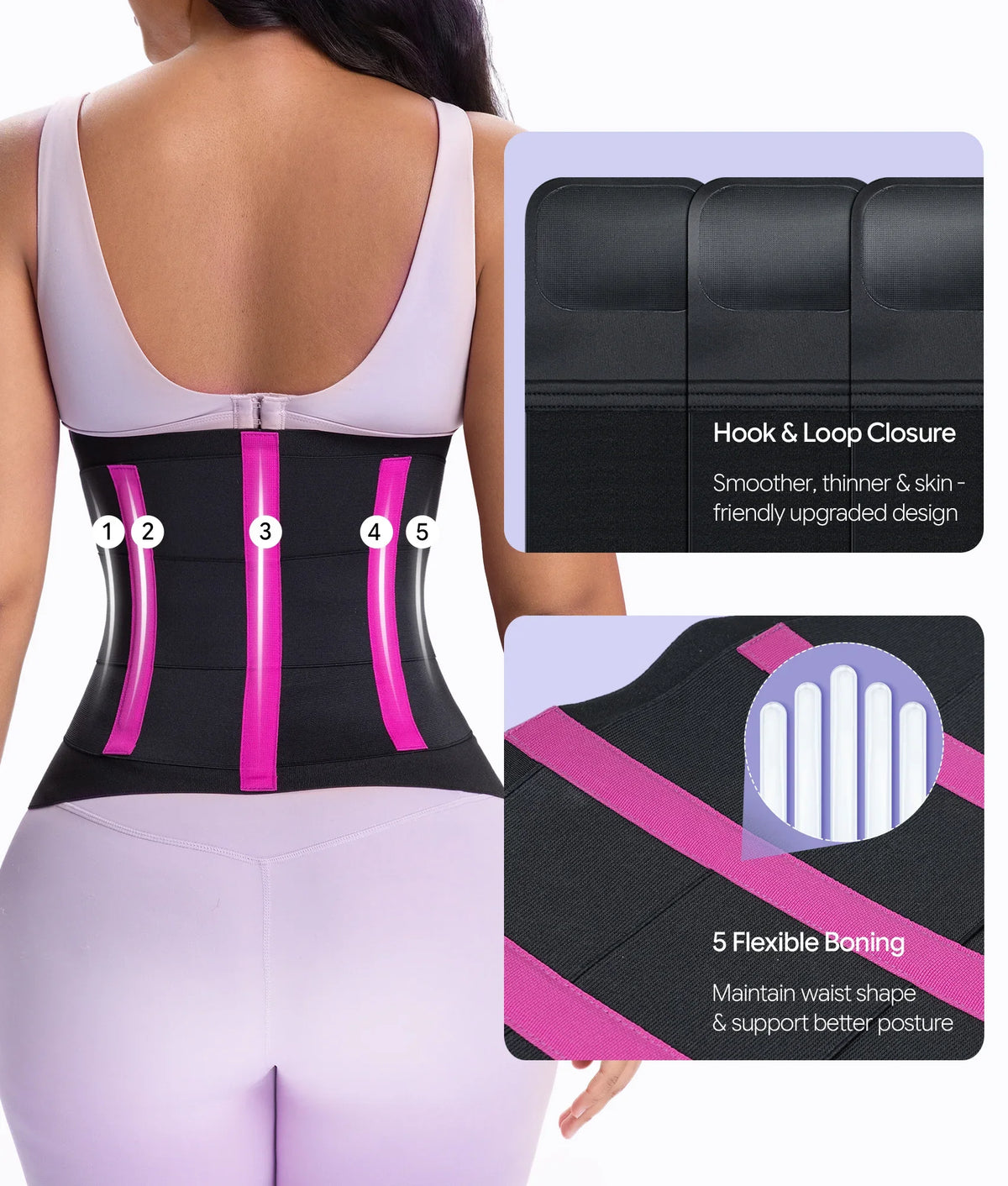 SHAPEDY 3-Strap Targeted Waist Trainer Belt - Adjustable Tummy Control