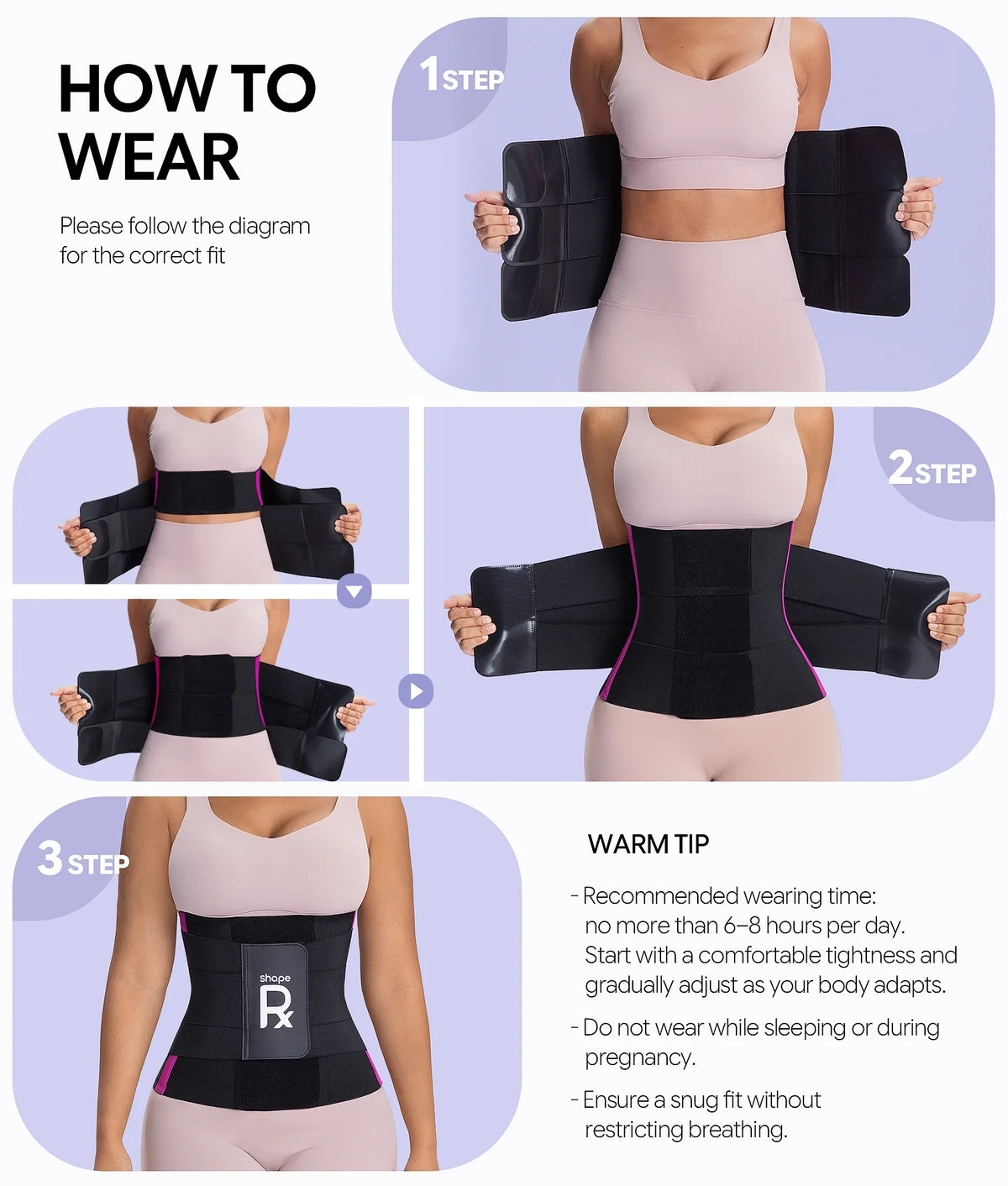 SHAPEDY 3-Strap Targeted Waist Trainer Belt - Adjustable Tummy Control
