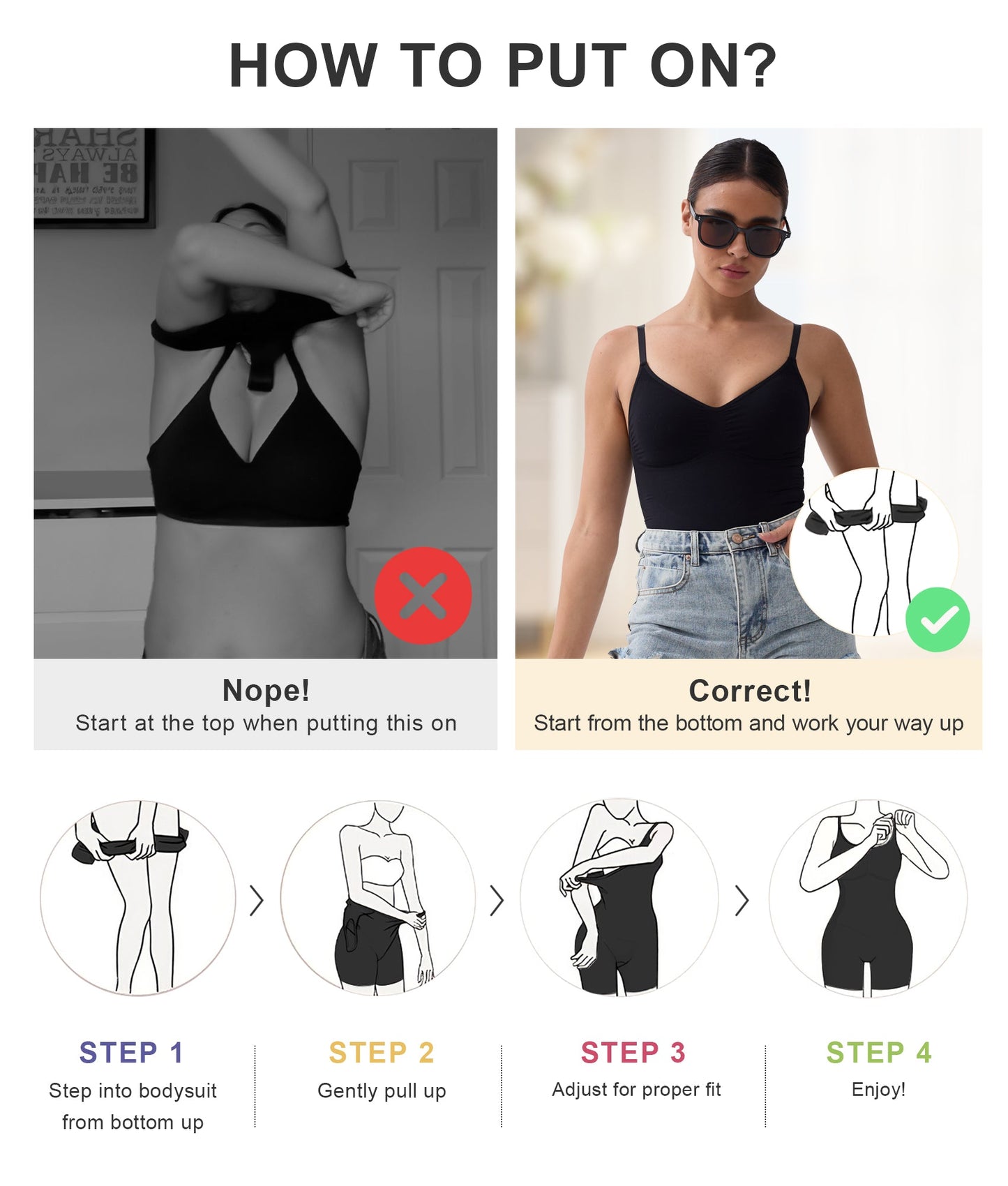 SHAPEDY Mid-Thigh Tummy Control Bodysuit with Removable Pads