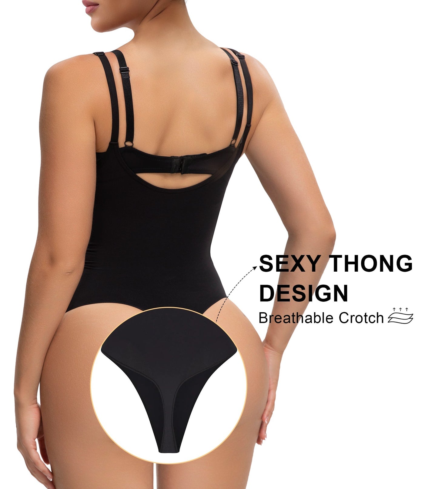 SHAPEDY Seamless Open-Bust Tummy Control Thong Bodysuit