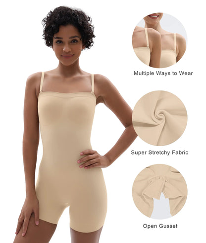 SHAPEDY Seamless Short Bodysuit with Removable Straps