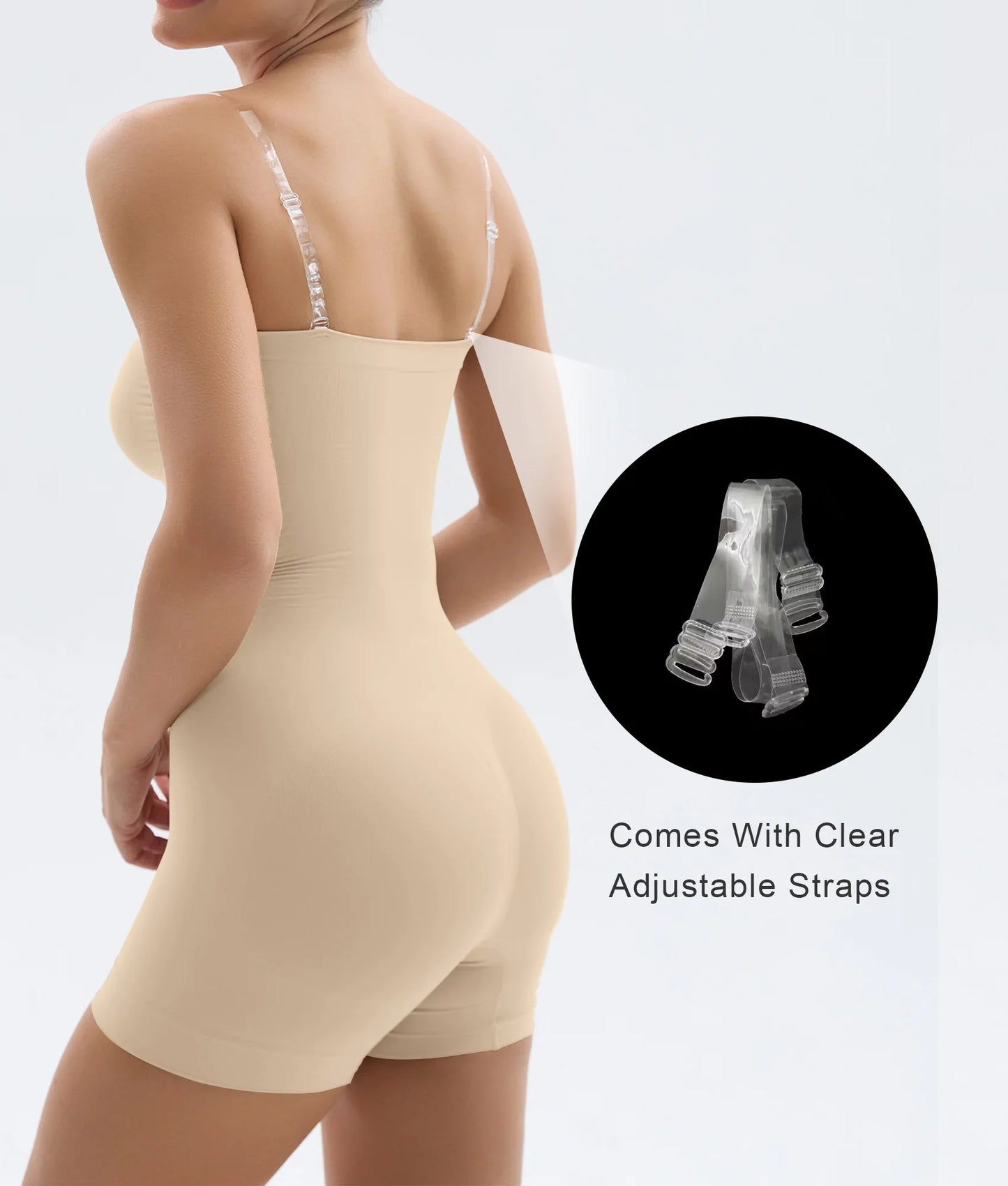 SHAPEDY Seamless Short Bodysuit with Removable Straps