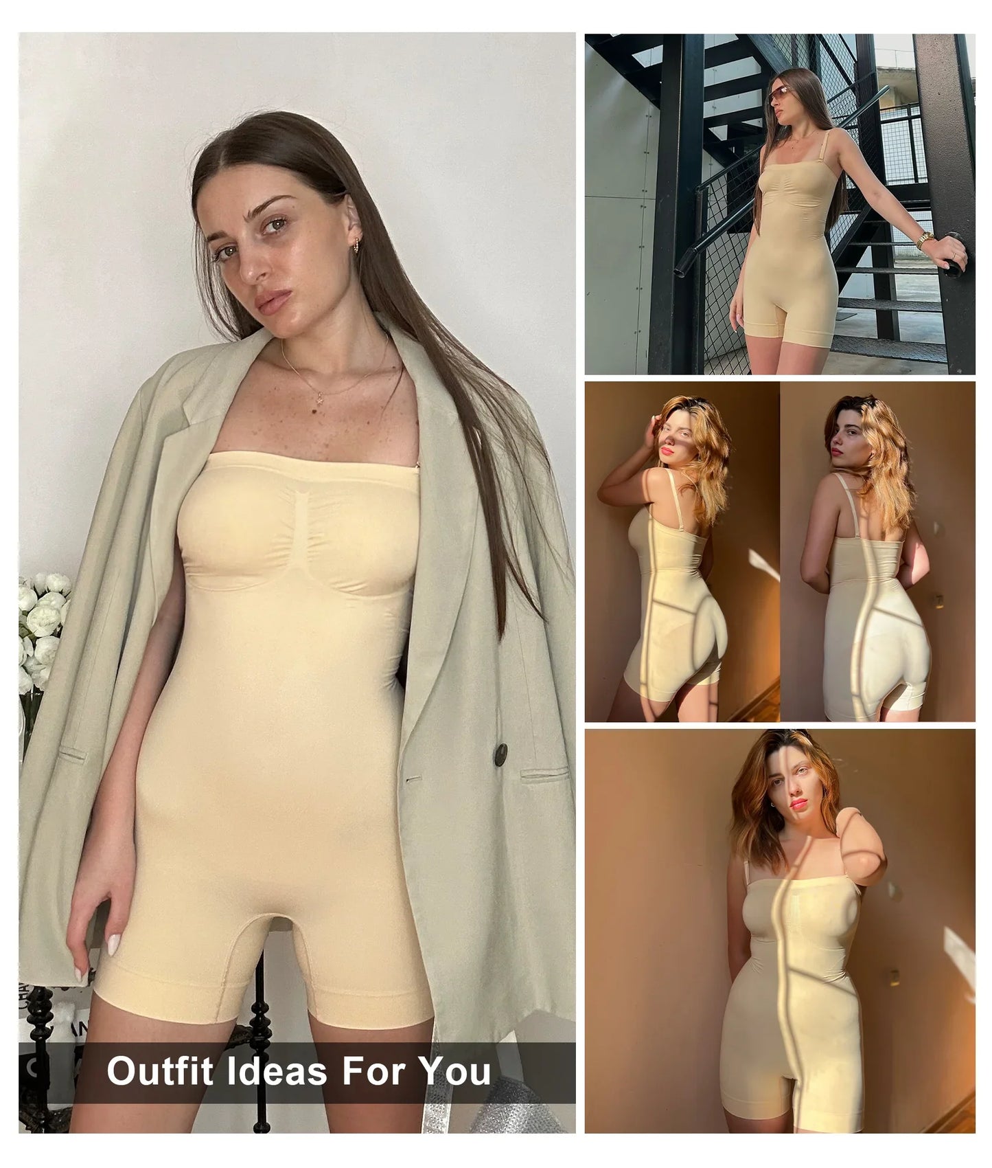 SHAPEDY Seamless Short Bodysuit with Removable Straps
