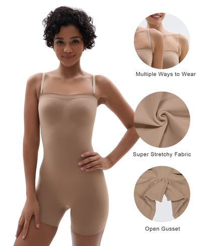 SHAPEDY Seamless Short Bodysuit with Removable Straps