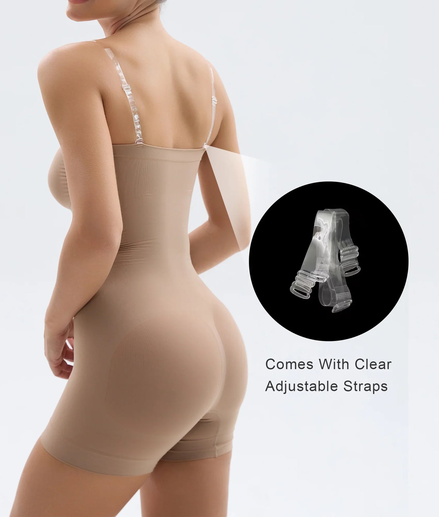 SHAPEDY Seamless Short Bodysuit with Removable Straps